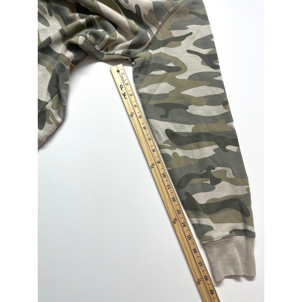 Home State Texas Camo Sweatshirt Large Green Tan Camouflage Fleece Pullover 0382 - Picture 6 of 8